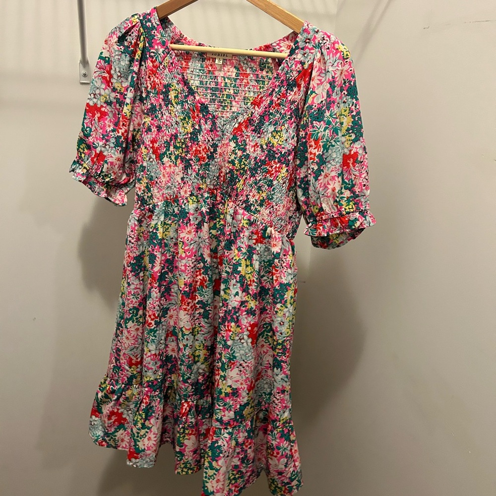 Pretty Short Sleeve Summer Floral Dress